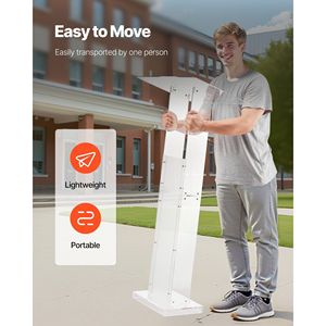 Podio Portatile in Acrilico da 50 Pollici con Ampia Superficie di Lettura, Ripiano Porta Laptop e Blocco Libri per Presentazioni - Product Image 6