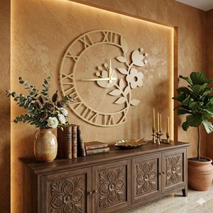 Elegant Semi Circle Floral <b>Design</b> <b>Wall</b> <b>Clock</b> Ideal For Bedroom And Dressing Area Adds Soft And Stylish Touch From India - Product Image 3