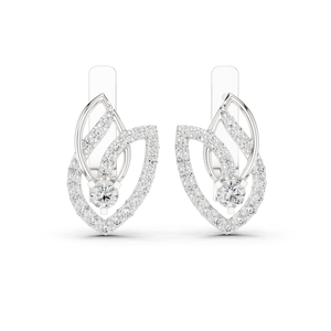 Pendientes Colgantes de Lujo con Diseño de Hoja y Diamantes Cultivados en Laboratorio, Chapados en Rodio, Oro Blanco de 14K, Inspirados en la Naturaleza - Product Image 1