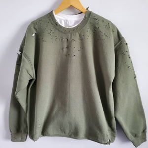 เสื้อสเวตเชิ้ตคอกลมโอเวอร์ไซส์ สีพื้น ผ้าถัก ทอแบบสบายๆ แขนยาว สำหรับฤดูใบไม้ร่วง ผ้าฝ้าย 100% ผู้ชาย ผ้าเฟรนช์เทอร์รี่ - Product Image 4