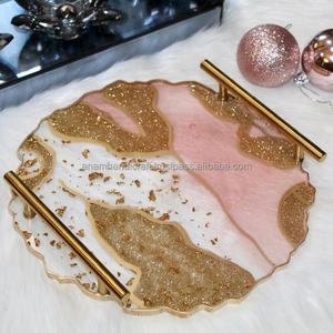 Plateau en résine plaqué artisanal plateau de service ensemble de sous-verres en bois de haute qualité personnalisé maison Restaurant occasions de nourriture indienne - Product Image 1