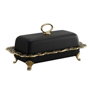 Beurrier décoratif en aluminium noir mat fait main pour la cuisine et le petit-déjeuner - Product Image 2