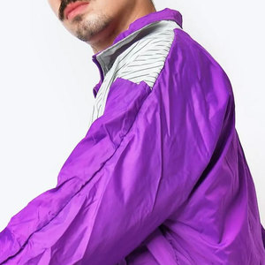 Men's Purple Color Blocking <b>Windbreaker</b> Tracksuit Set Sporty Style Turn-down Collar Breathable Polyester Spring Wear - Product Image 5