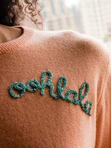 T-shirt à manches longues en coton gris lavande avec broderie étoile à sequins, col rond, vêtement décontracté d'automne, pull-over - Product Image 5