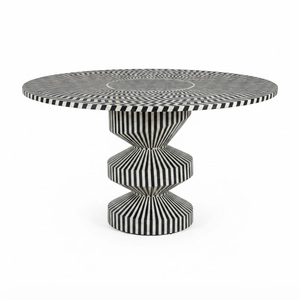 Mesa Consola de Alta Calidad con Incrustaciones de Hueso Azul, Mesa de Entrada Semicircular con Patrón Floral de Lujo, Muebles con Incrustaciones Indias al por Mayor - Product Image 2