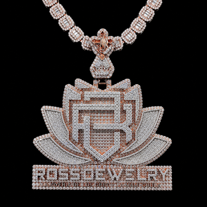Colgante de Joyería de Moda Hip Hop para Hombre, Personalizado, 3D, Multicapa, con Diseño de Loto, Completamente Engastado con Moissanita y Diamantes, con Engaste Pavé - Product Image 5