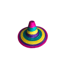 Chapeau de cowboy mexicain unisexe, tissé à la main en jonc de mer avec broderie artisanale, ajustement réglable, rayures colorées et pompons - Product Image 5