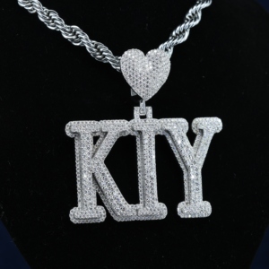 Pendentif Lettre Luxe Plaqué Or et Rhodium, en Argent Sterling 925 avec Moissanite Micro-Pavé, Chaînes Hip Hop pour Hommes - Product Image 4