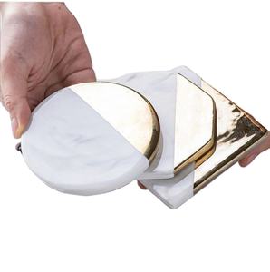 Combinaciones de latón y mármol Estética Creativa Tapa de latón Borde Botes Bandeja Lujo Mármol Borde dorado - Product Image 5