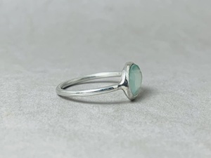 Anillo de Plata de Ley 925 Hecho a Mano con Cabujón de Calcedonia Aqua Natural, Anillo de Declaración para Mujer - Product Image 3