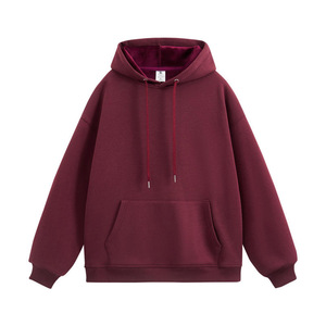Sudadera con capucha roja lisa para hombre, de forro polar grueso, tipo jersey, personalizable, en blanco, para otoño e invierno, informal, de ajuste holgado, talla regular - Product Image 6