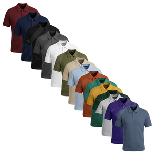 Camiseta Polo Clásica de Corte Ajustado, Cómoda, de Mezcla de Algodón, Textura Suave y Transpirable, Ropa Casual de Manga Corta, Camisetas Deportivas de Golf para Hombre - Product Image 1