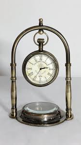 Antique Brass Table <b>Clock</b> Compass Style Nautical Maritime Ship Desk <b>Clock</b> Vintage Office Home Decor Collectible Item - Product Image 5