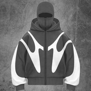 Nueva Sudadera con Capucha Unisex de Moda Urbana con Cremallera para Invierno, OEM ODM Y2K Hip Hop, de Algodón y Felpa, con Bloques de Color y Logotipo Personalizado para Hombre - Product Image 5