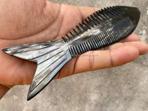 ชุดหวีและหวีแต่งเคราทรงปลาหวีฮอร์นแท้ชุดของขวัญสำหรับเคราจากอินเดียโดยงานฝีมือ RF - Product Image 5