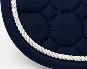 Wholesale Navy Blue Quilted Foam Horse Saddle Pad Dressage <b>Equestrian</b> Riding Shock Absorbing White Rope Trim Breathable Custom - Product Image 2