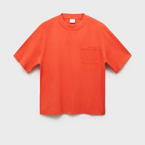 เสื้อยืดคอกลมแขนสั้นสีส้มสำหรับผู้ชาย ทรงโอเวอร์ไซส์ ผ้าเจอร์ซีย์คอตตอน 100% แบบเรียบ ใส่สบาย ไม่หดตัว - Product Image 6