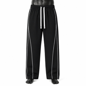 Custom <b>Men</b>’s Loose <b>Baggy</b> Sweatpants Side Stripe Drawstring Elastic Waist Straight Leg Casual Training Jogger <b>Trousers</b> Wholesale - Product Image 6