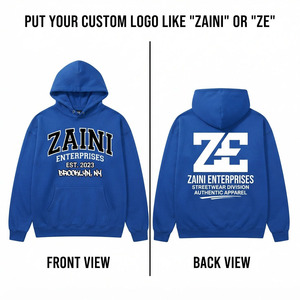 เสื้อฮู้ดดี้ผู้ชายผ้าฝ้ายพรีเมียม 400 GSM สีน้ำเงินรอยัล พิมพ์ลายโลโก้ตามสั่ง นุ่ม อุ่น แขนจั๊มพ์ กระเป๋าจิงโจ้ เหมาะสำหรับฤดูใบไม้ร่วง - Product Image 1