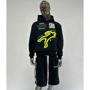 Wholesale Custom <b>Pullover</b> Hoodies Shorts and Hoodie Jogger Set Unisex High Quality French Terry 100% Cotton <b>Men</b> Hoodie Short Set - Product Image 3