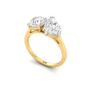 Round and Pear Cut CVD Lab Grown Diamond Luxury Wedding Engagement <b>Ring</b> in 10K Gold Plated for Women - Product Image 4