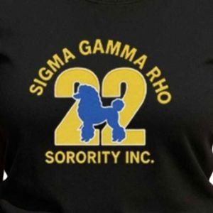 T-shirt noir SGRHO Poodle 22 pour femme, élégant, avec imprimé graphique de sororité, manches courtes, col rond, doux, confortable, décontracté, à la mode - Product Image 3