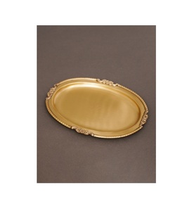 Plateau en laiton orné, plateau de service en métal complexe, vaisselle décorative de luxe, décoration pour la maison, la salle à manger, le restaurant, l'hôtel, les événements - Product Image 6