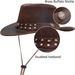 Leather Cowboy <b>Hat</b> for Men & Women Durable Handcrafted Lightweight Shapeable <b>Western</b> - Product Image 3