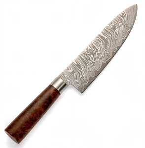 Couteau de chef en acier damas fait main sur mesure, style japonais Santoku, couteau de cuisine - Product Image 5