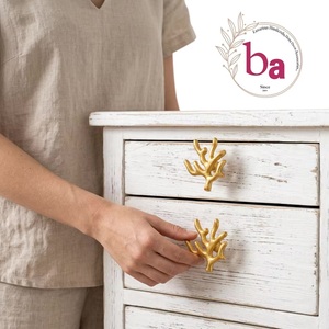 Golden Coral Branch Shape Cast Iron Eco-Friendly Multi-Function Furniture Handle for Drawer Dresser Industrial Design Easy - Product Image 4