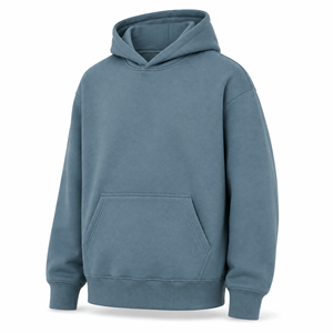 Sudadera con Capucha Premium Azul Polvoriento sin Cordones, Unisex, de Algodón Grueso, con Bolsillo Canguro, Estilo Urbano Personalizado para Hombre - Product Image 3