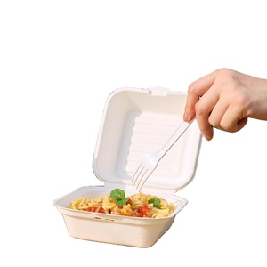 Heavy Duty Waterproof Eco-Friendly Biodegradable Clamshell Takeout Containers Compostable Bagasse Food <b>Boxes</b> Lids Disposable - Product Image 1