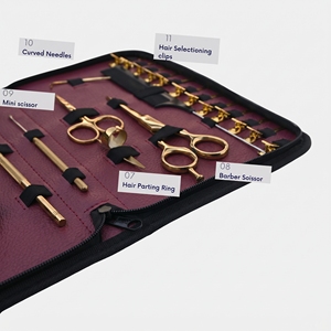 Kit d'outils d'installation d'extensions capillaires avec pinces à micro-anneaux, aiguille courbée pour la séparation des mèches, pinces de sectionnement et peigne à queue - Product Image 4