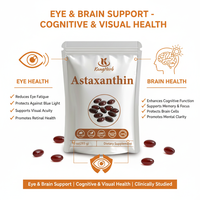 Gélules d'astaxanthine végétaliennes à marque privée OEM, 12 mg par portion, complément antioxydant pour la santé de la peau, des yeux et du système immunitaire chez l'adulte