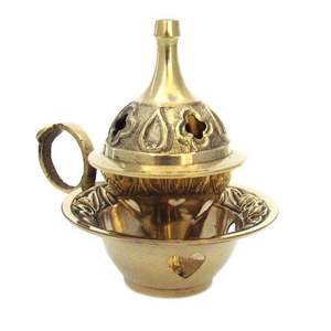 Brûleur d'encens en laiton fait main avec motif en treillis, utilisation aromatique, pièce décorative toute saison - Product Image 2