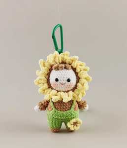Porte-clés poupée tournesol au crochet fait main, breloque de sac fleur amigurumi, pendentif en peluche Kawaii, écologique, motif personnalisable - Product Image 3