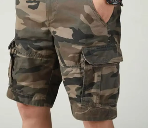 Men's Cargo Shorts Mid Waist Drawstring Breathable Canvas Casual Bermuda Shorts with Pockets - Product Image 1