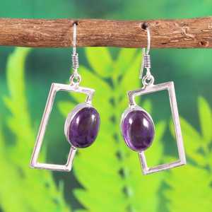 <b>Purple</b> Amethyst Earrings 925 Sterling Silver Minimalist Handmade Drop Dangle Earrings Natural Gemstone Jewelry Gift For Her - Product Image 5
