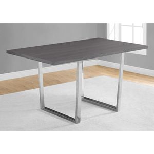 Tavolo da Pranzo Rettangolare Contemporaneo 60 Pollici per Cucina e Sala da Pranzo, Laminato Grigio con Metallo Cromato, Stile Moderno - Product Image 2