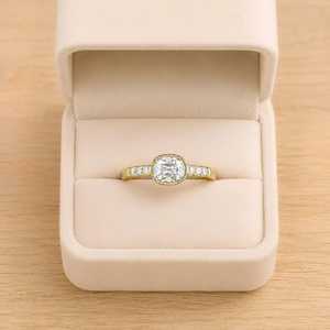 Anillo de compromiso solitario con diamante de laboratorio de corte cojín estilo mina antigua, joyería fina única, regalo para ella, anillo de aniversario - Product Image 3