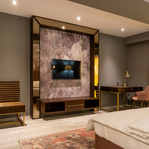 Banco Moderno de Madera de Palisandro con Marco Dorado, Muebles Contemporáneos para Dormitorio de Hotel, Uso Comercial Duradero, Marca Berfa - Product Image 3