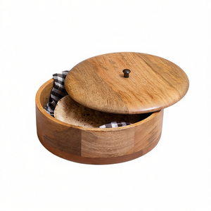 Premium Handcrafted Wooden Chapati Box with Spice Organizer <b>Kitchen</b> <b>Storage</b> Roti <b>Container</b> for Home Decor and Utility - Product Image 2