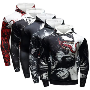 เสื้อฮู้ดดี้และเสื้อสเวตเชิ้ตผู้ชายสำหรับออกกำลังกาย วิ่ง และเล่นกีฬา พิมพ์ลายอนิเมะแบบซับลิเมชั่น ผลิตจากโพลีเอสเตอร์ผสมสแปนเด็กซ์ รับผลิตตามสั่งขายส่ง - Product Image 3