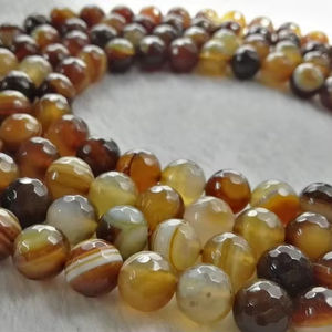 ลูกปัดหินอาเกตทรงกลมลายเส้นเต็มเม็ด หินธรรมชาติ สำหรับทำสร้อยข้อมือ DIY เครื่องประดับ - Product Image 1