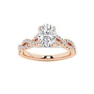 IGI/GIA Vintage Style 14k Gold Ring with <b>Lab</b> Grown Oval Cut Diamond for Women's Engagement or Wedding <b>Lab</b> Created Jewelry - Product Image 1