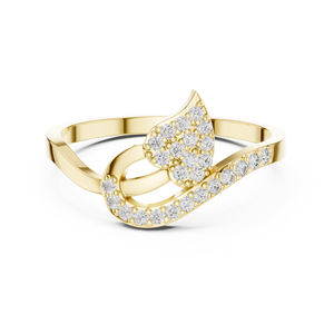 Anillo de Moissanita de Lujo con Forma de Hoja, Chapado en Oro de 14k, Aleación de Plata Esterlina, Diseño Pavé Cruzado para Mujer - Product Image 6