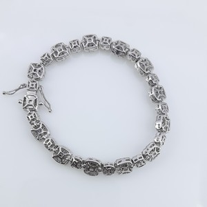 3.63 Cttw Blue & White Natural Diamond Tennis Bracelet 925 Sterling Silver 6.5 Inch, Round Cut Prong <b>Set</b> Wide Bracelet for Women - Product Image 6