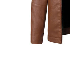 <b>Leather</b> <b>Jacket</b> Luxury <b>Faux</b> <b>Leather</b> Canvas Stand Collar Front Logo Fashion Soft Comfortable Streetwear Wholesale Factory Supply - Product Image 6