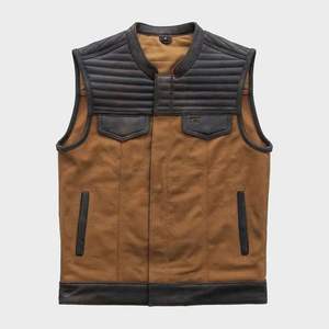 Chaleco de cuero negro con diseño paisley acolchado para hombre, estilo Hunt Club Bison - Product Image 1