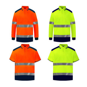 Polo à manches longues haute visibilité orange avec bandes réfléchissantes pour hommes, vêtements de travail - Product Image 5